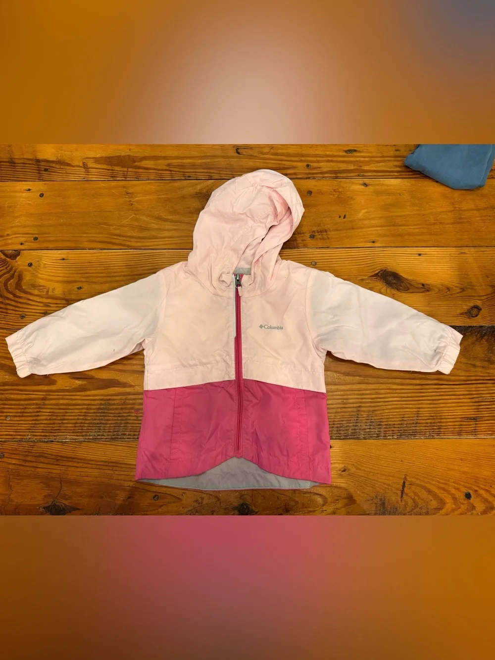 Columbia Pink Hooded Kids' Jacket - Two-Tone Light Pink & Deep Pink